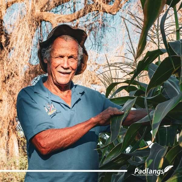 Cornelius Bowe of Fransfontein in his garden