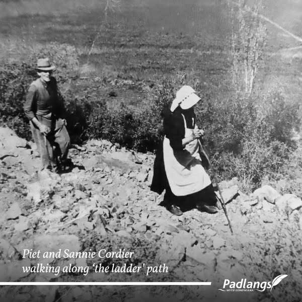 Piet and Sannie Cordier walking along the ladder path