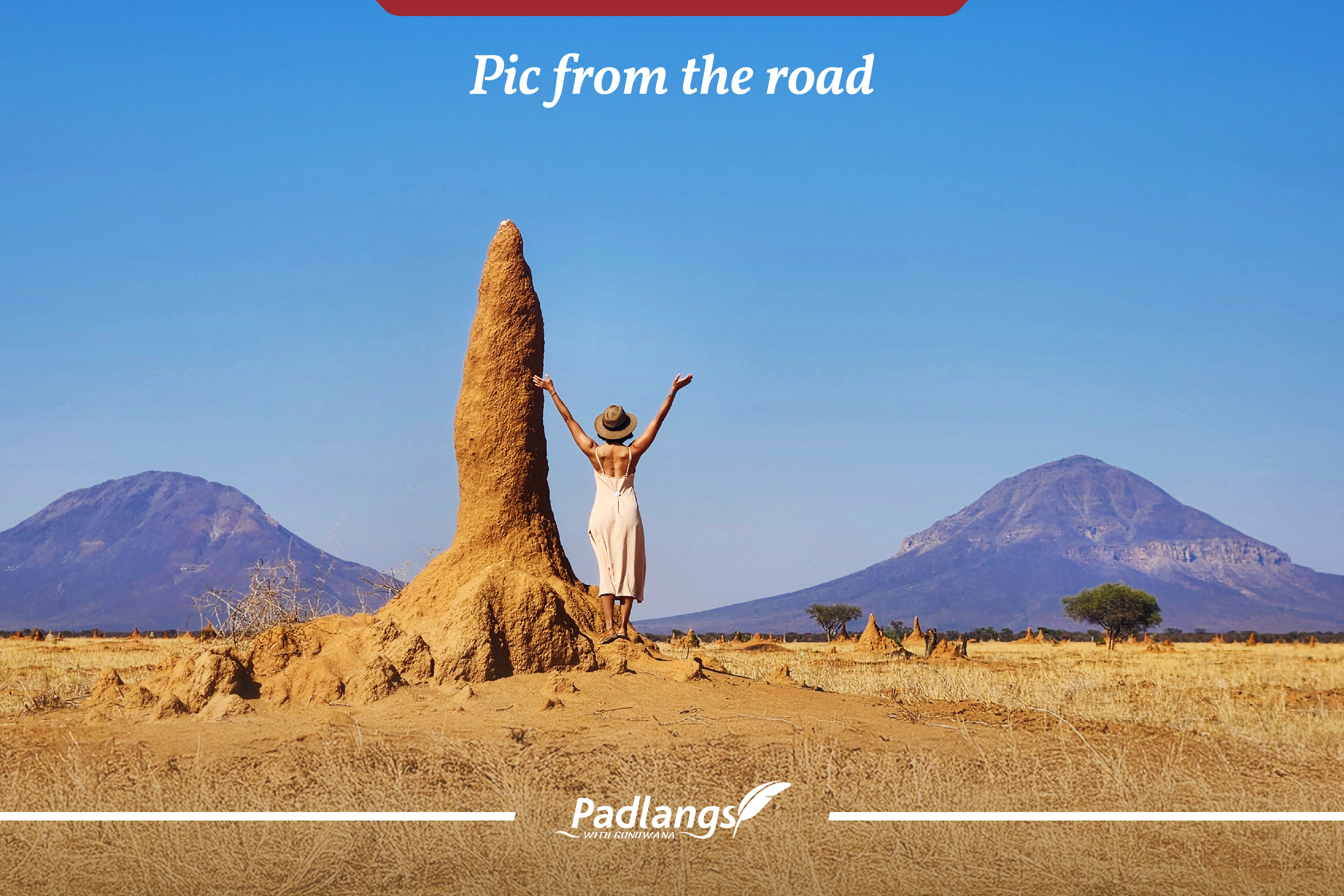 Termite hill, Namibian woman, Omatako mountains