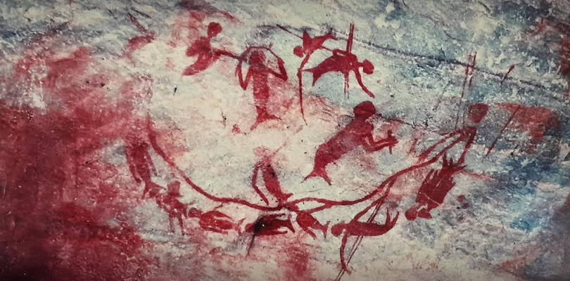 Rock paintings of the Klein Karoo depicting mermaids